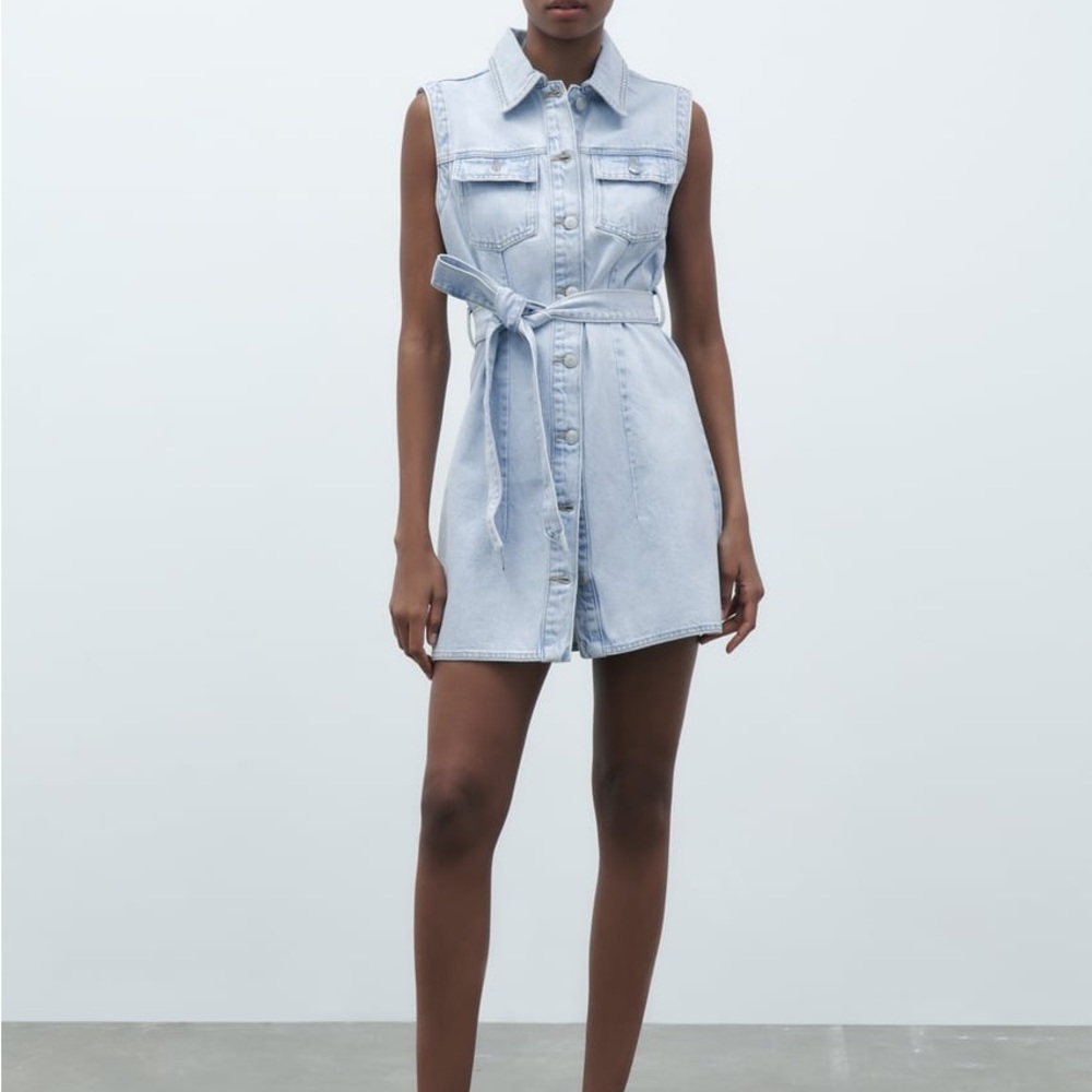 Zara light blue denim dress